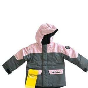 Ski-Doo Kids Pink and Gray Puffer Jacket Ski/Snowmobile/Sled Jacket NWT
